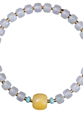 善起圆善女天山翠米黄玉手链男女