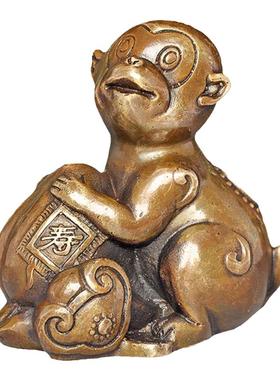 铜猴摆件纯铜招财吉祥物茶宠猴子