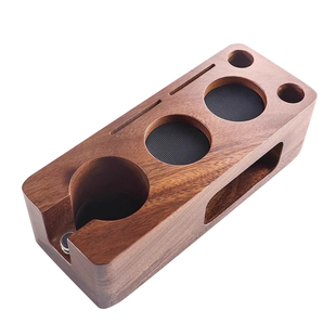 竖款胡桃木58实木收纳架多孔功能压粉底座咖啡机配套器具手柄支架