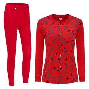 中老年妈妈秋冬装打底开衫保暖衣奶奶纯棉秋衣秋裤套装女老人衣服