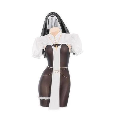 正品暗夜修女紧身连体黑套装制服