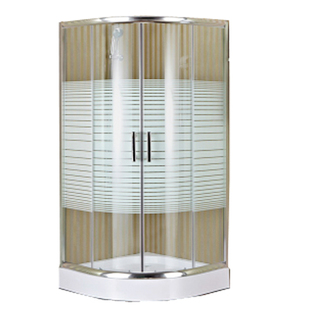 简易淋浴房弧扇形横条钢化玻璃门整体洗澡间砂银边隔断屏风浴室房