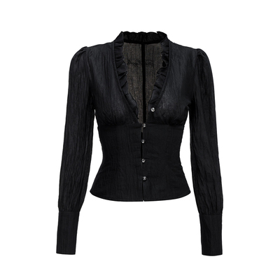 4muggle暗黑性感荷叶边衬衣马甲