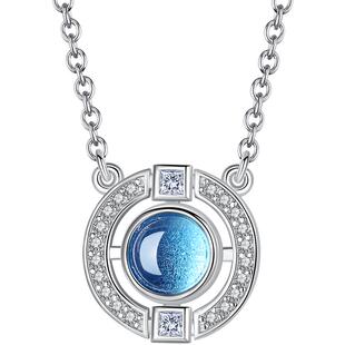 爱的记忆银项链女款2026新款女士女天然托帕石蓝色宝石吊坠高级感