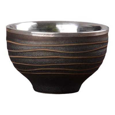 陶瓷包银茶杯手工茶具银杯