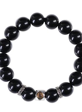 情侣黑曜石男士佛珠乌金手串