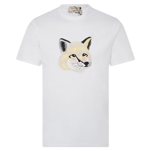 Maison Kitsune 小狐狸淡彩刺绣男士新款t恤纯棉圆领短袖T恤衫