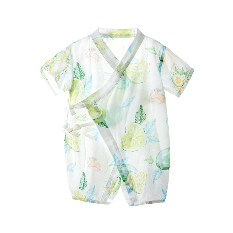 贝肽斯宝宝衣服竹棉纱布短袖哈衣