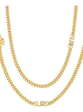 sunshifen镀金古巴链女叠戴项链