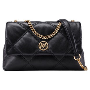 梦特娇女包新款时尚菱格纹链条单肩包牛皮革百搭秋季斜挎包腋下包