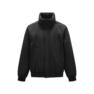 森马羽绒服男飞行员外套三防2025冬新款咖啡色立领上衣宽松插肩袖