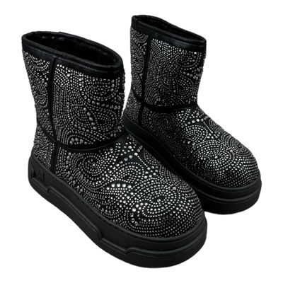 松糕底亮片加绒羊毛雪地靴短靴