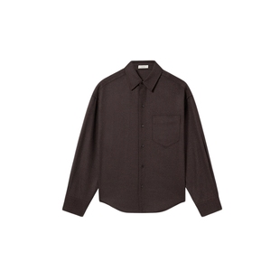 OCHIRLY欧时力 薄羊毛呢长袖衬衫女上衣宽松中长款2025春季新品