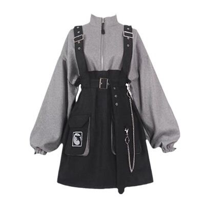 可拆卸背带腰带链条两件套潮