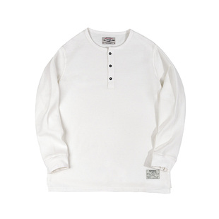 MRA男装华夫格亨利领正肩打底衫300g重磅白色长袖T恤外穿内搭男春