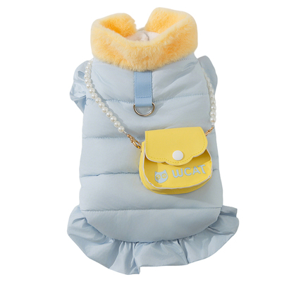 轻奢珍珠马甲冬季加厚比熊衣服保暖小狗狗泰迪宠物小型犬冬天冬装