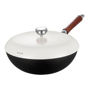 卡罗特钛铁锅炒菜锅不粘锅家用无涂层燃气灶电磁炉专用免开锅炒锅