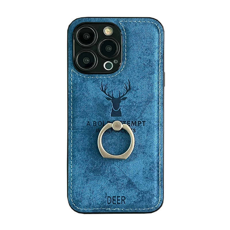 复古风牛仔布纹鹿角iphone手机壳