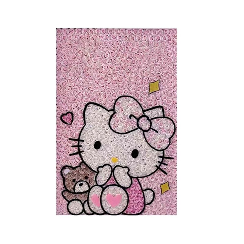 哈喽kitty永生花装饰画生日礼物相框摆件挂画寓意轻奢艺术墙画