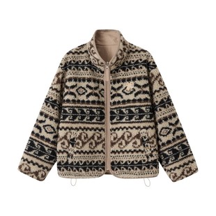 SOMESOWE 摇粒绒提花立领廓形外套