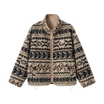 SOMESOWE 摇粒绒提花立领廓形外套