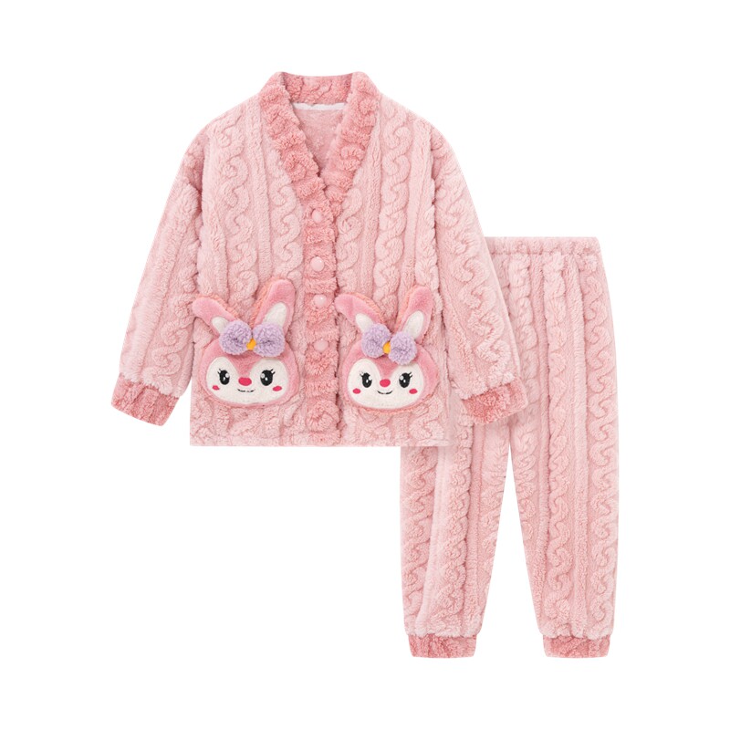 亲子睡衣女童秋冬季珊瑚绒家居服