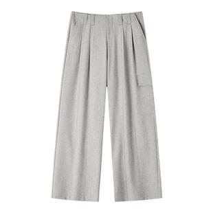 伯爵卓尔奥莱店春秋季高端定织亚麻宽松休闲阔腿裤雅痞直筒裤子男