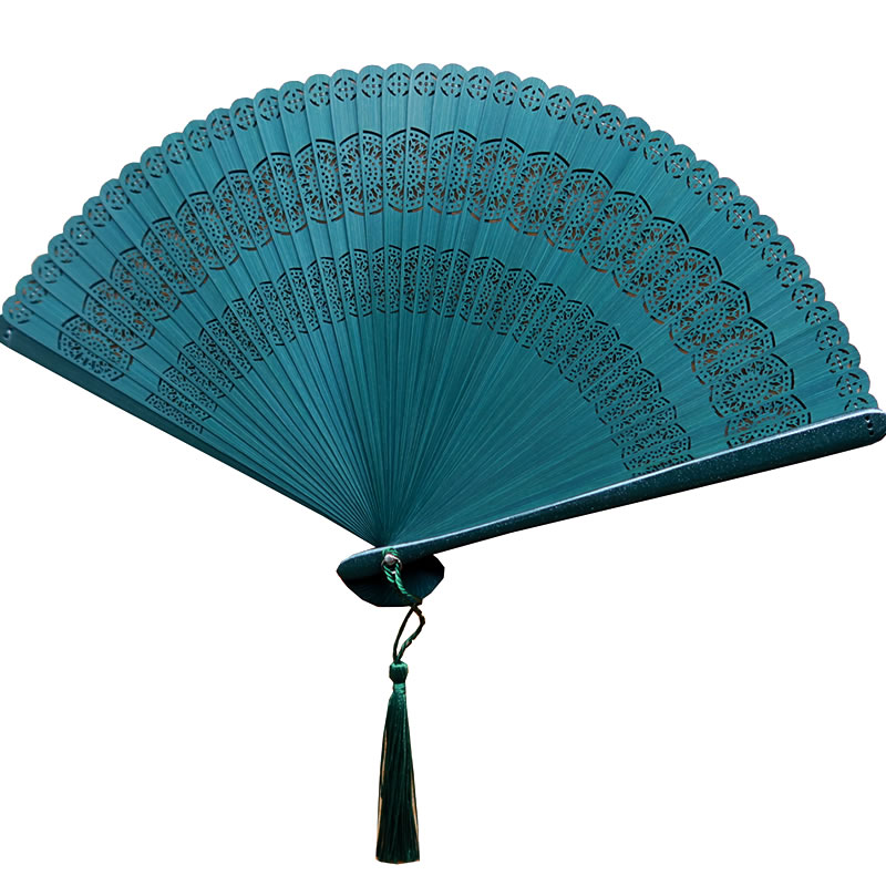 中国风古典折扇镂空雕花黑色流苏装饰优雅便携古风旗袍走秀摄影扇