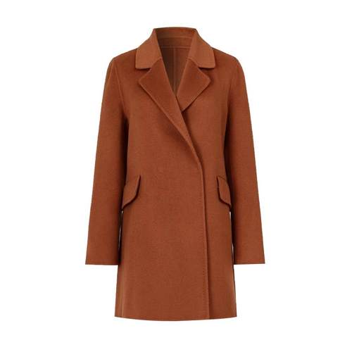 曼德诗毛呢外套2025冬季新品收腰高级感小个子短款双面呢子大衣女