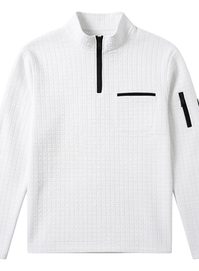 棋盘格子POLO衫拉链运动马球衫