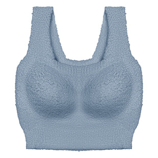 加厚加绒羊羔绒保暖背心内衣无钢圈固定杯宽肩带保暖不跑位女文胸