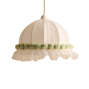 韩式纯白蕾丝中古吊灯复古洋气少女卧室儿童公主房布艺南瓜灯原创