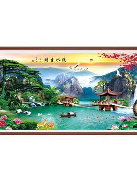 ks色系2021新款客厅凉亭风景画