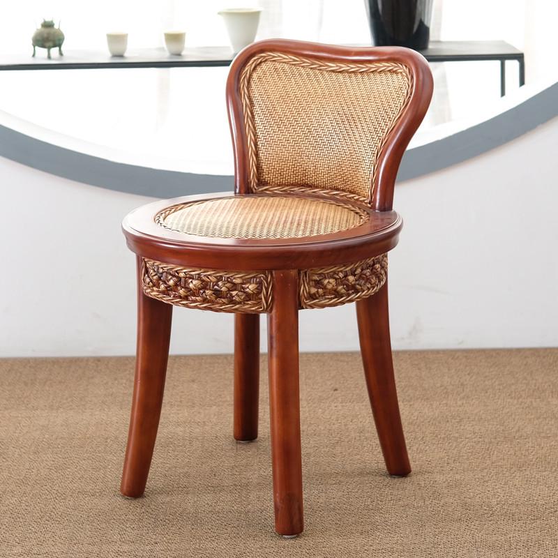 藤椅单人藤编椅子靠背椅休闲椅家用小椅子凳子圆凳矮凳编织滕靠椅
