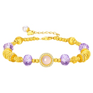 周大生紫色星辰盘缠手链纯银S925高级感紫水晶碎银子手串生日礼物