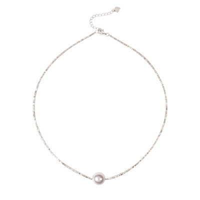 925银单颗珍珠项链碎银子颈链女