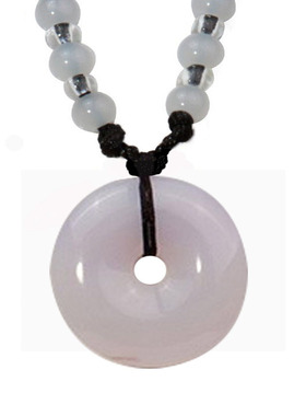 玉髓玛瑙平安扣白色紫色吊坠