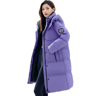 雪中飞加厚连帽羽绒服女中长款过膝2025新款大口袋时尚保暖外套冬
