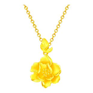 调太幅花月佳期优雅牡丹花项链 女18K金婚嫁富贵纯银锁骨链黄金潮