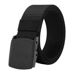 极为简约裤带男士帆布腰带户外运动皮带自动扣青年学生军训尼龙