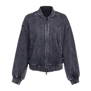 婉甸2026春季新品霜灰色斑驳水洗宽松长袖街头时尚外套1251O10GX2