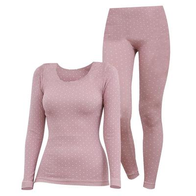 提花无缝保暖内衣套装组