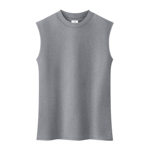 百搭螺纹吊带背心女夏外穿半高领修身坎肩上衣灰色内搭无袖打底衫