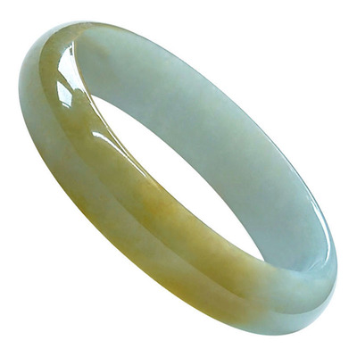 缅甸半山半水黄加绿翡翠玉手镯59