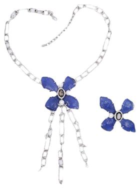 AB男女花朵项链胸针克莱因蓝
