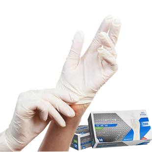 英科医用丁腈手套白色一次性医护无粉橡胶乳胶实验室牙科口腔诊所