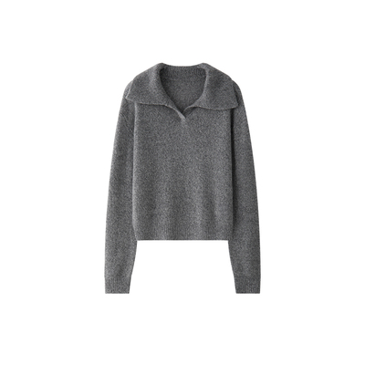 真丝山羊绒彩点花纱POLO领毛衣