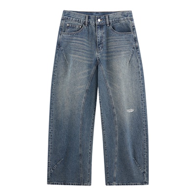 NARTALIY复古水洗做旧弯刀牛仔裤