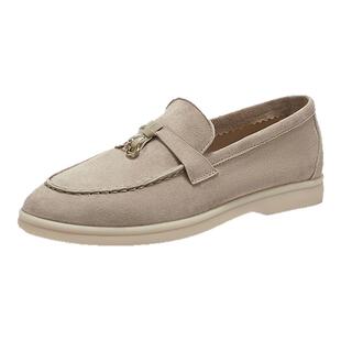 MILLIE'S/妙丽真皮一脚蹬尖头乐福鞋女款2026春季软底舒适小皮鞋