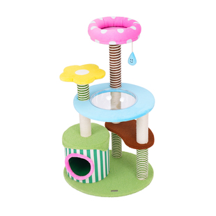 zeze缤纷花园猫爬架猫窝猫树一体小户型不占地四季通用跳台猫窝